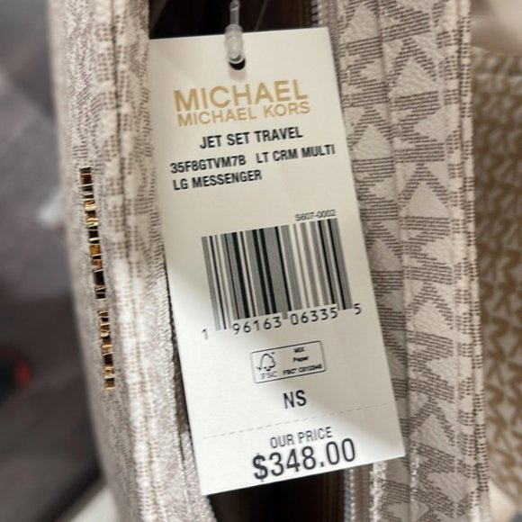 Michael Kors Jet Set Travel Large Messenger Crossbody Bag Light Cream Multi - Picture 16 of 16